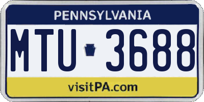 PA license plate MTU3688