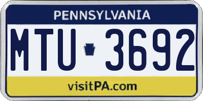 PA license plate MTU3692