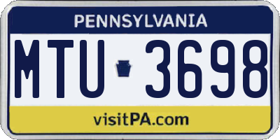 PA license plate MTU3698