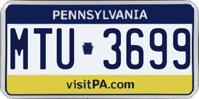 PA license plate MTU3699