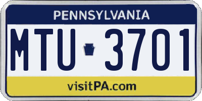 PA license plate MTU3701