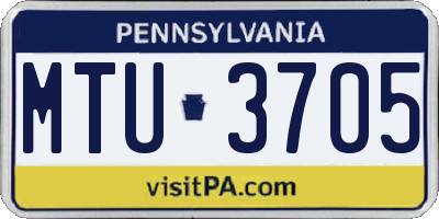 PA license plate MTU3705