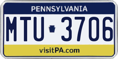 PA license plate MTU3706