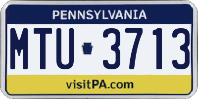 PA license plate MTU3713