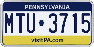 PA license plate MTU3715