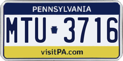 PA license plate MTU3716