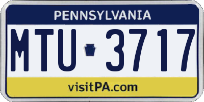 PA license plate MTU3717