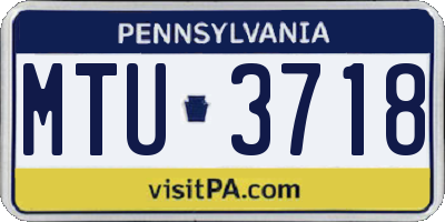 PA license plate MTU3718