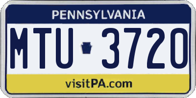 PA license plate MTU3720