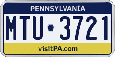 PA license plate MTU3721