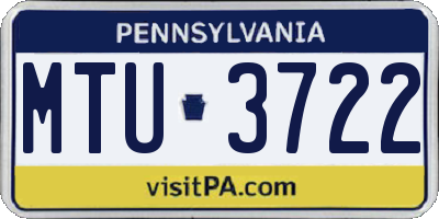 PA license plate MTU3722