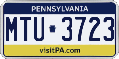 PA license plate MTU3723