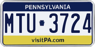 PA license plate MTU3724