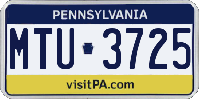 PA license plate MTU3725