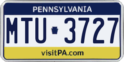 PA license plate MTU3727