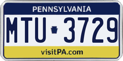 PA license plate MTU3729