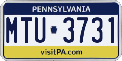 PA license plate MTU3731