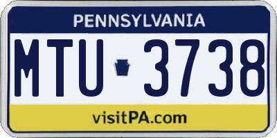 PA license plate MTU3738