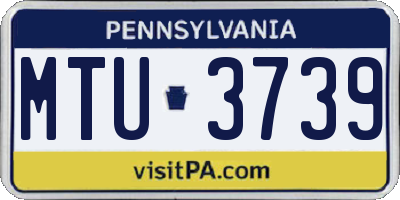 PA license plate MTU3739