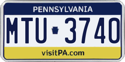PA license plate MTU3740