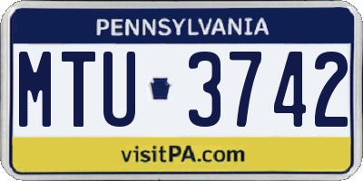 PA license plate MTU3742