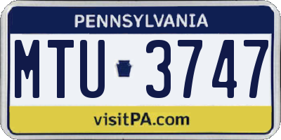 PA license plate MTU3747