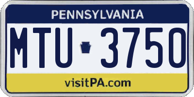 PA license plate MTU3750