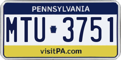 PA license plate MTU3751