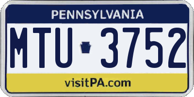 PA license plate MTU3752