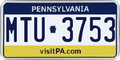 PA license plate MTU3753