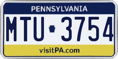 PA license plate MTU3754