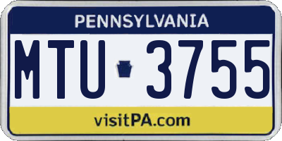 PA license plate MTU3755