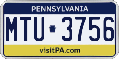 PA license plate MTU3756
