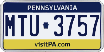 PA license plate MTU3757