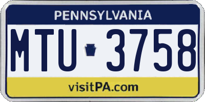 PA license plate MTU3758