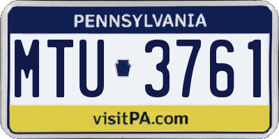 PA license plate MTU3761