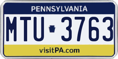 PA license plate MTU3763