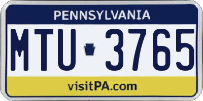 PA license plate MTU3765