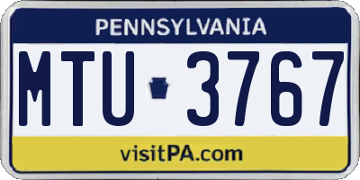 PA license plate MTU3767