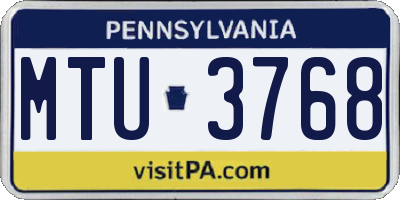 PA license plate MTU3768