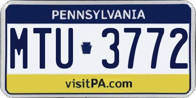 PA license plate MTU3772