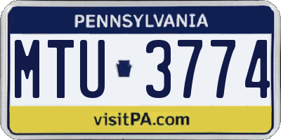 PA license plate MTU3774