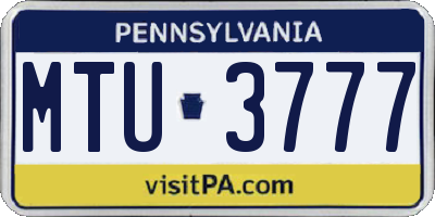 PA license plate MTU3777