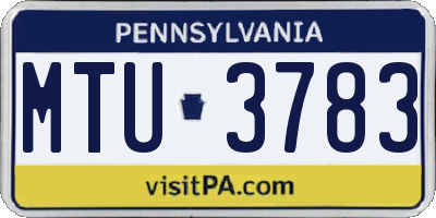 PA license plate MTU3783