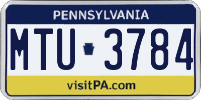 PA license plate MTU3784