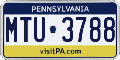 PA license plate MTU3788
