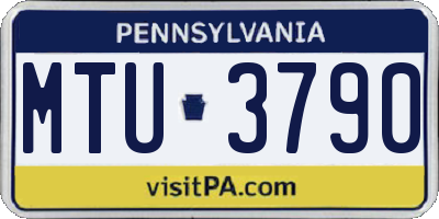 PA license plate MTU3790