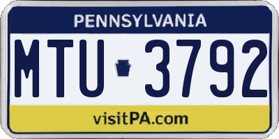 PA license plate MTU3792