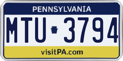 PA license plate MTU3794