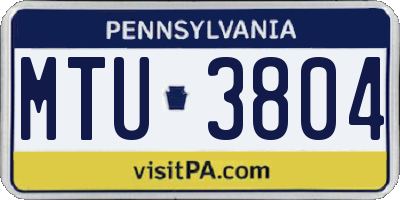 PA license plate MTU3804